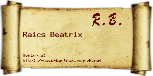 Raics Beatrix névjegykártya